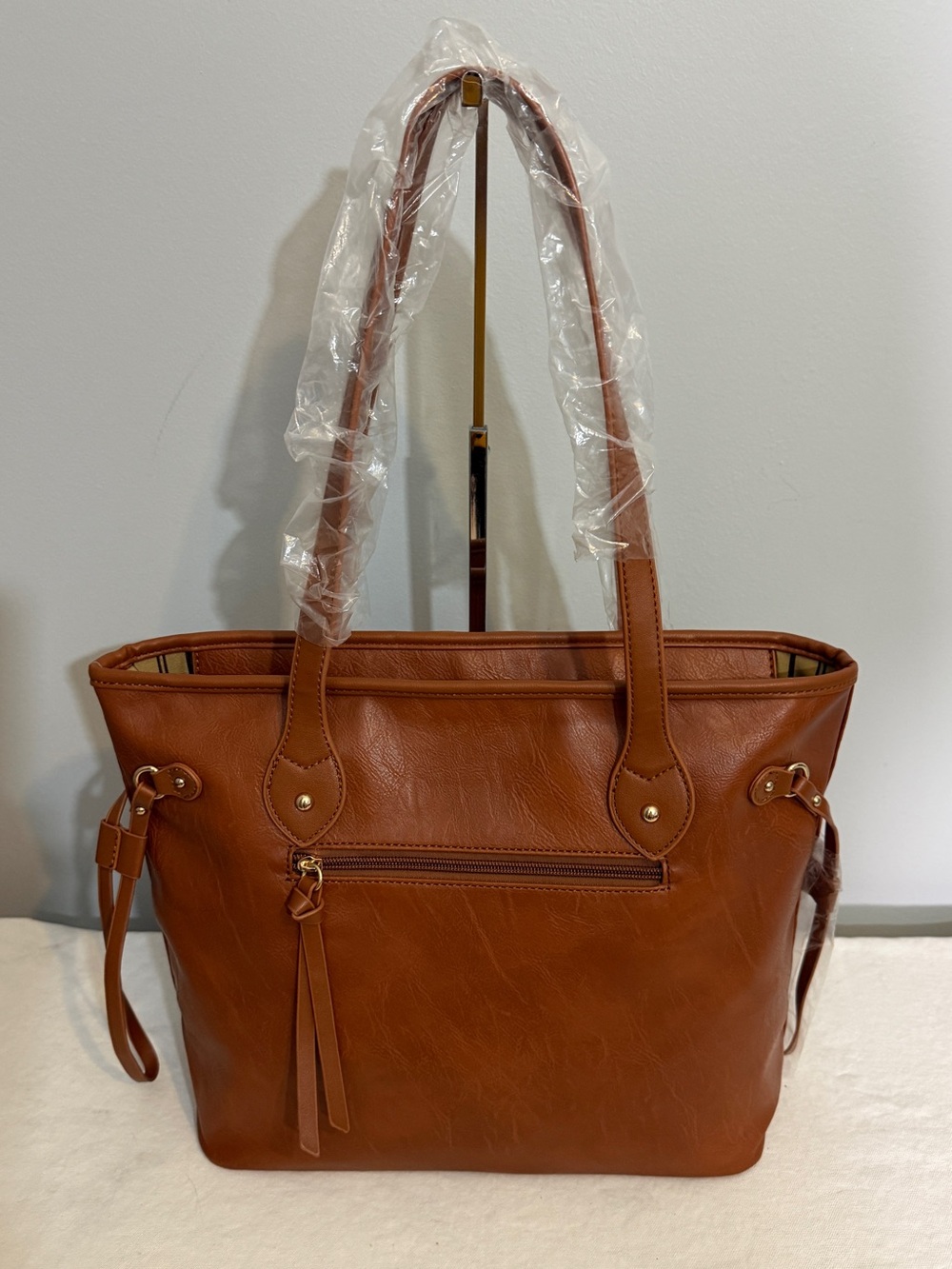 Montana West Brown Tote Bag with Matching Mini Shoulder Bag Wristlet - Picture 2 of 15